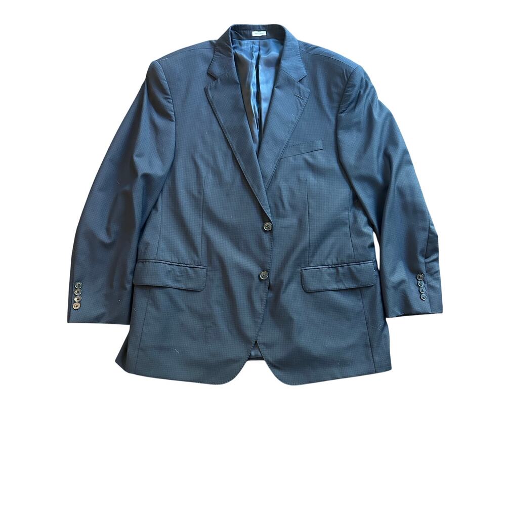 Peter Millar mens two piece wool suit 46R navy check